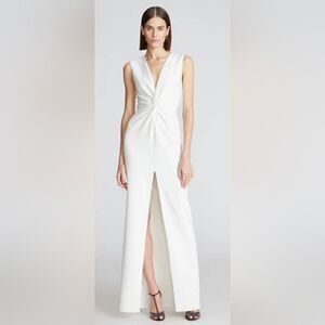 HALSTON Melanie Gown In Stretch Crepe NWT size 12 White
